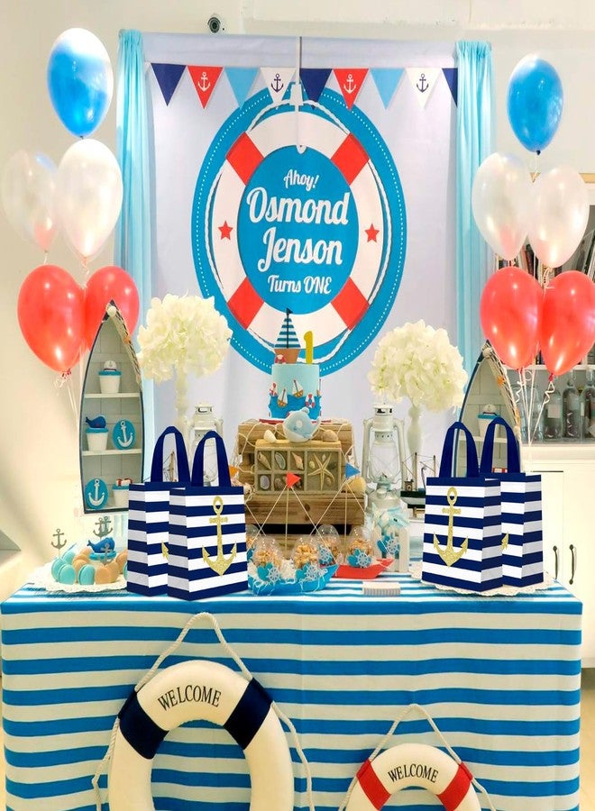 KERINGO 24 PCS Nautical Goodie Bags Cruise Party Favors Non Woven Anchors Candy Bags with Handles Party Decoration Nautical Goody Gift Treat Bags Nautical Themed Birthday Party Supplies - Image 5